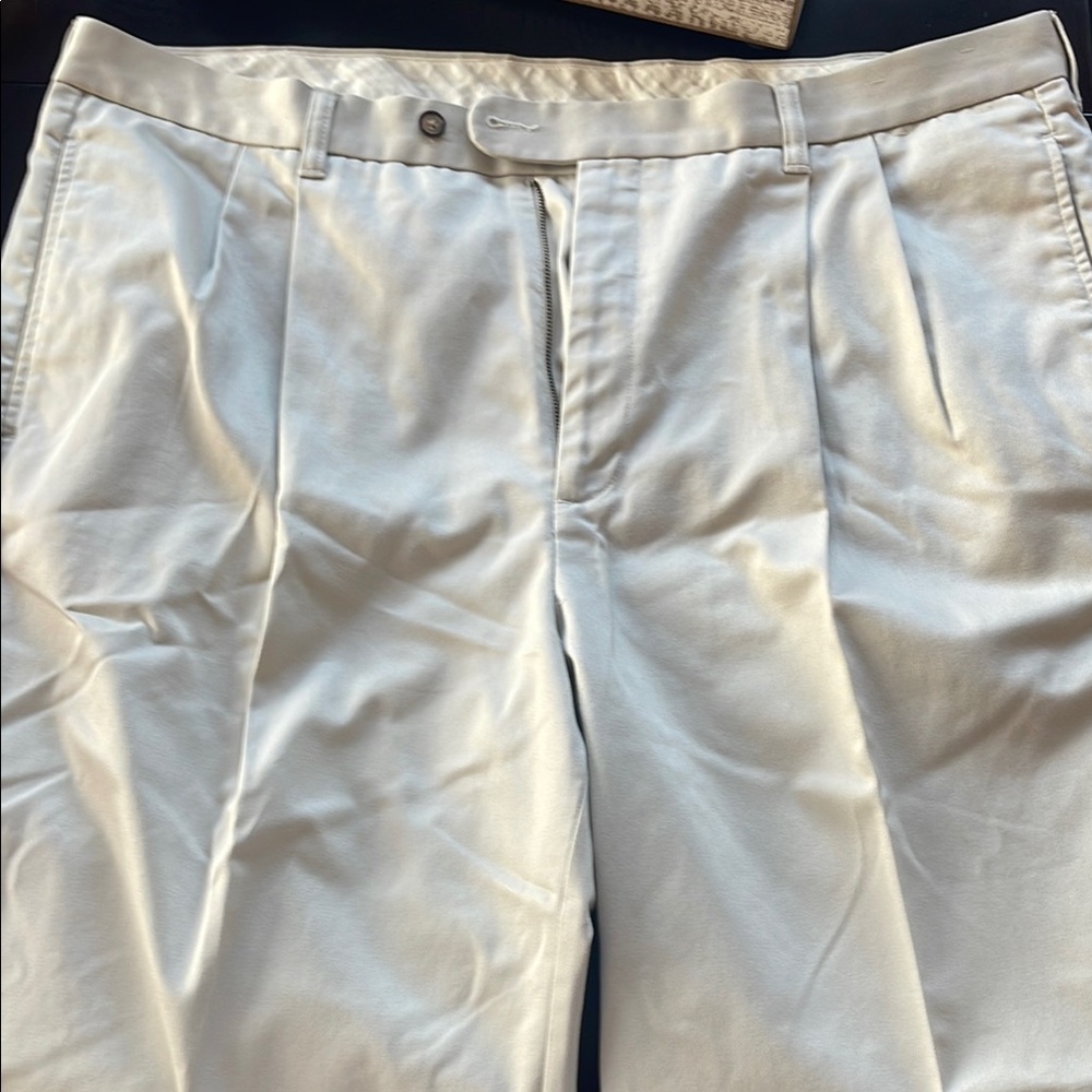 Tan Chinos with Pleats and Textured Fabric